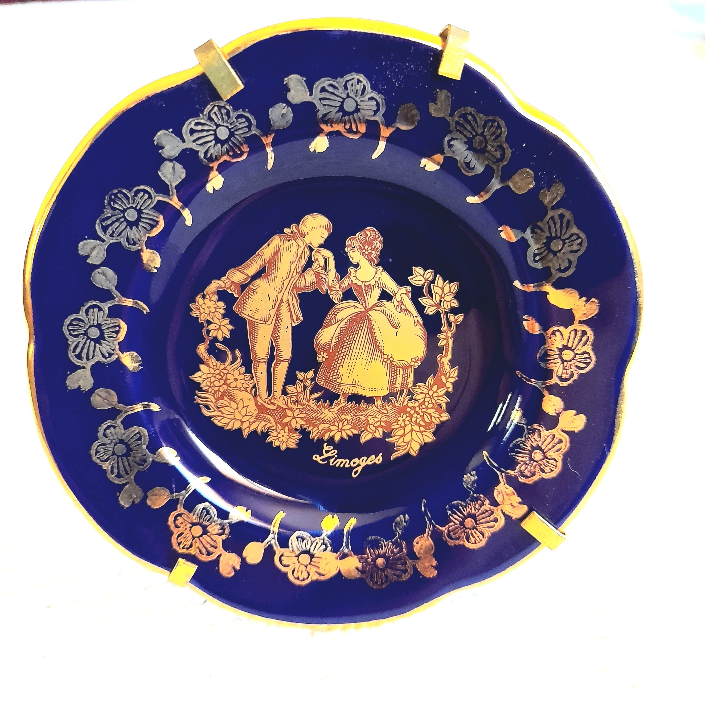 L15 Lovely Cobalt Blue Petite Limoges Castel Porcelain Plate Plus