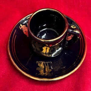 T163 Vintage Handmade in Greece in 24k Gold Coffee Mug and Saucer. Tracked Shipping. image 6