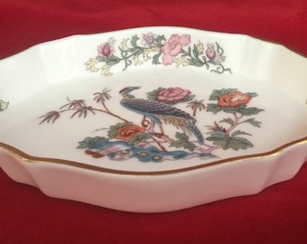 L135 Vintage Wedgwood KUTANI CRANE Trinket Pin Dish. Bone China, Made in England.