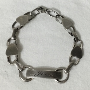 V16a Vintage Sterling silver La mode Heart Bracelet.  Named Joan (from Walter).