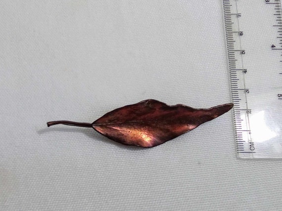 JP367. Vintage Copper Leaf Brooch. Free Global Sh… - image 5