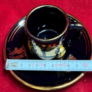T163 Vintage Handmade in Greece in 24k Gold Coffee Mug and Saucer. Tracked Shipping. image 2