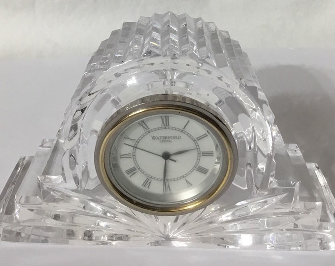 L5 Vintage Waterford Crystal Miniature Mantle Clock in an Art Deco