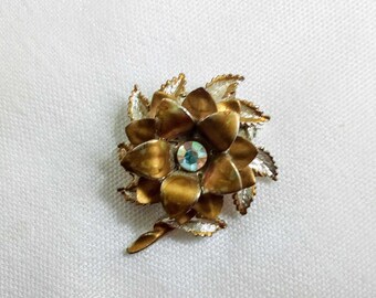 値頃 Gold Vintage T291a Rose Gift Stone. Center Clear Brooch, 絵画
