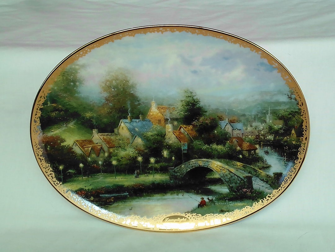 P52 Vintage Thomas Kinkade lamplight Country Limited of Edition Oval Plate. Free Shipping. - Etsy p52-vintage-thomas-kinkade-lamplight-country-limited-of-edition-oval-plate-free-shipping-etsy