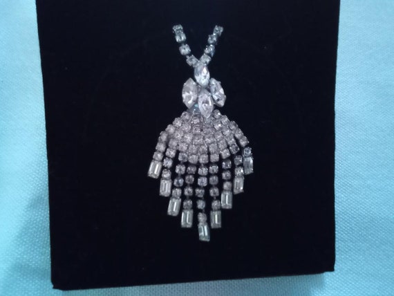 F16 Art Deco Rhinestone Necklace, much sparklier … - image 5