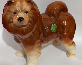Z188b Vintage Ceramic Melba Ware Chow Chow Dog Figurine. Made In England. Home Decor. Tracked Shipping.