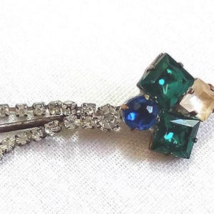 Y49 Pretty Vintage Czech Glass Hair Grip. Clear and Coloured Stones.