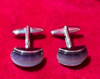 K67a Vintage Silver Tone With Mix Colour Glass Tone Classic Design Men’s Cufflinks. Gift Idea.