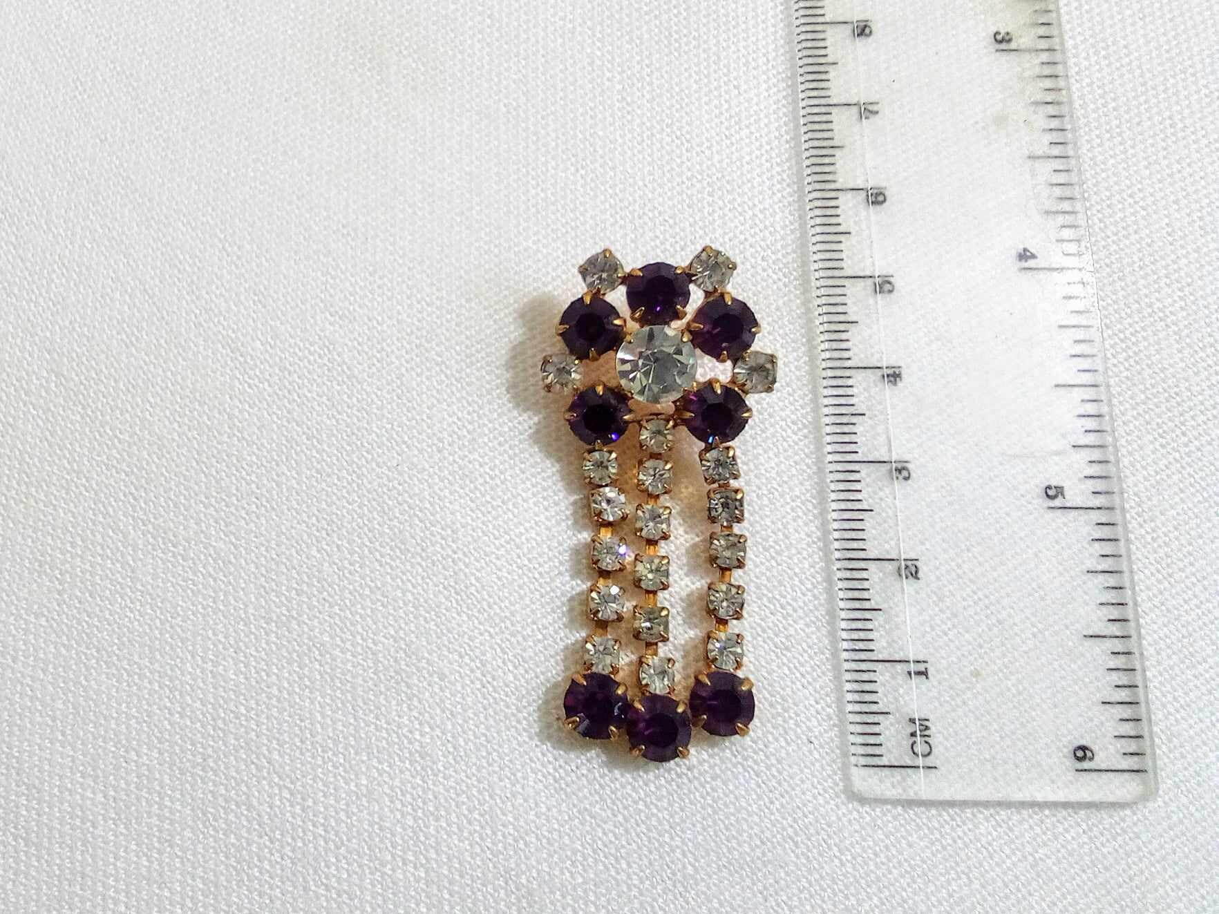 Broche Vintage Années 1950 Avec Pierre Rare Tourmaline Pastèque (watermelon) - Occasion