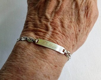 E57 Vintage Sterling Silver Identity Bracelet. Engraved With
