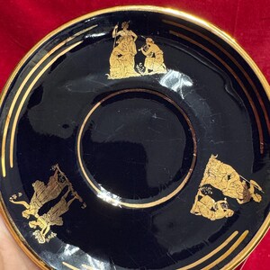T163 Vintage Handmade in Greece in 24k Gold Coffee Mug and Saucer. Tracked Shipping. image 7