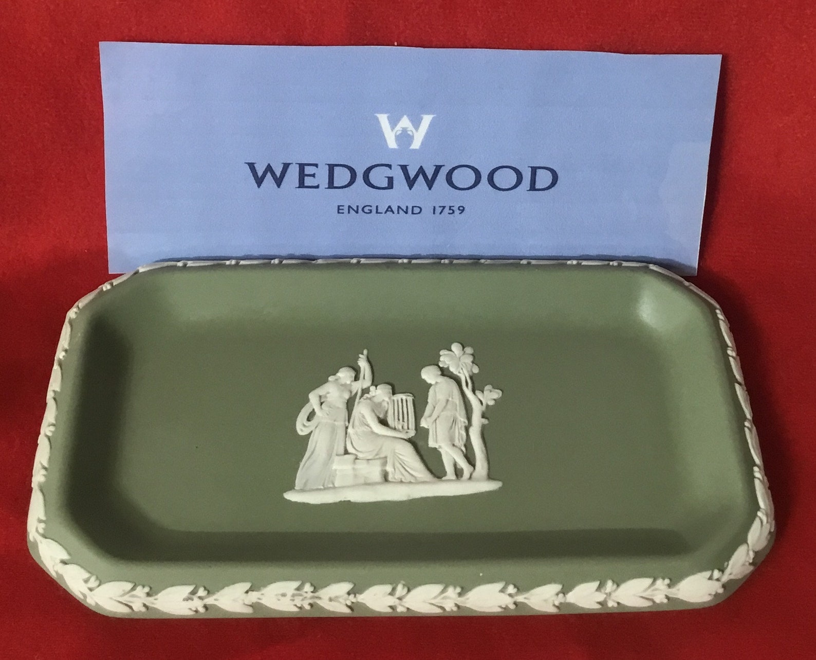 P123 Vintage Wedgwood Green Jasperware Rectangle Shaped Etsy