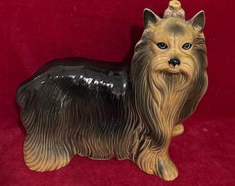 Z187b Vintage Ceramic Glazed Coopercrafr Yorkshire Terrier Figurine. Home Decor. Tracked Shipping.