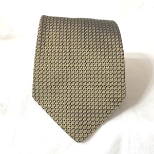 P9a Vintage Trussardi Mustard and black Color 100% Seta Soie, Silk Seide Fabrique woven Tie. Made in Italy.