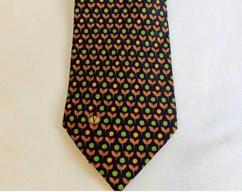 P24b Vintage Reine Seide Krawatte von Valentino. Hergestellt in Italien. um 1990