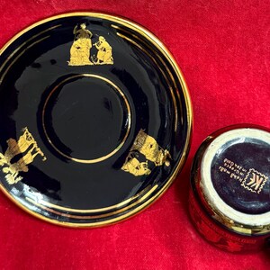 T163 Vintage Handmade in Greece in 24k Gold Coffee Mug and Saucer. Tracked Shipping. image 9