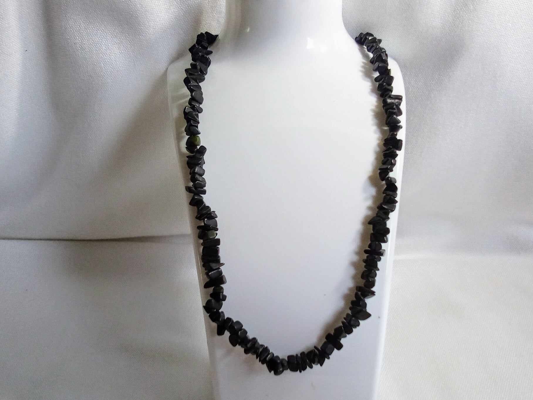 JP528。1950年代のヴィンテージ、ブラッククォーツビーズネックレス