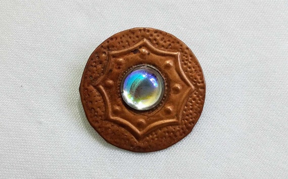C87 Vintage Artisan Crafted Copper Brooch. Copper… - image 1
