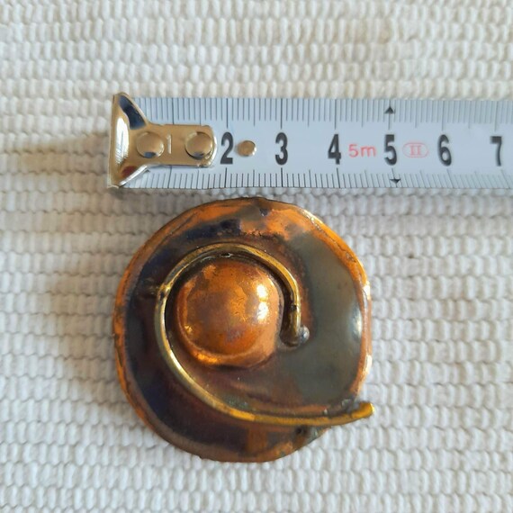 B56 Vintage handmade, unique Copper & Brass Brooc… - image 6