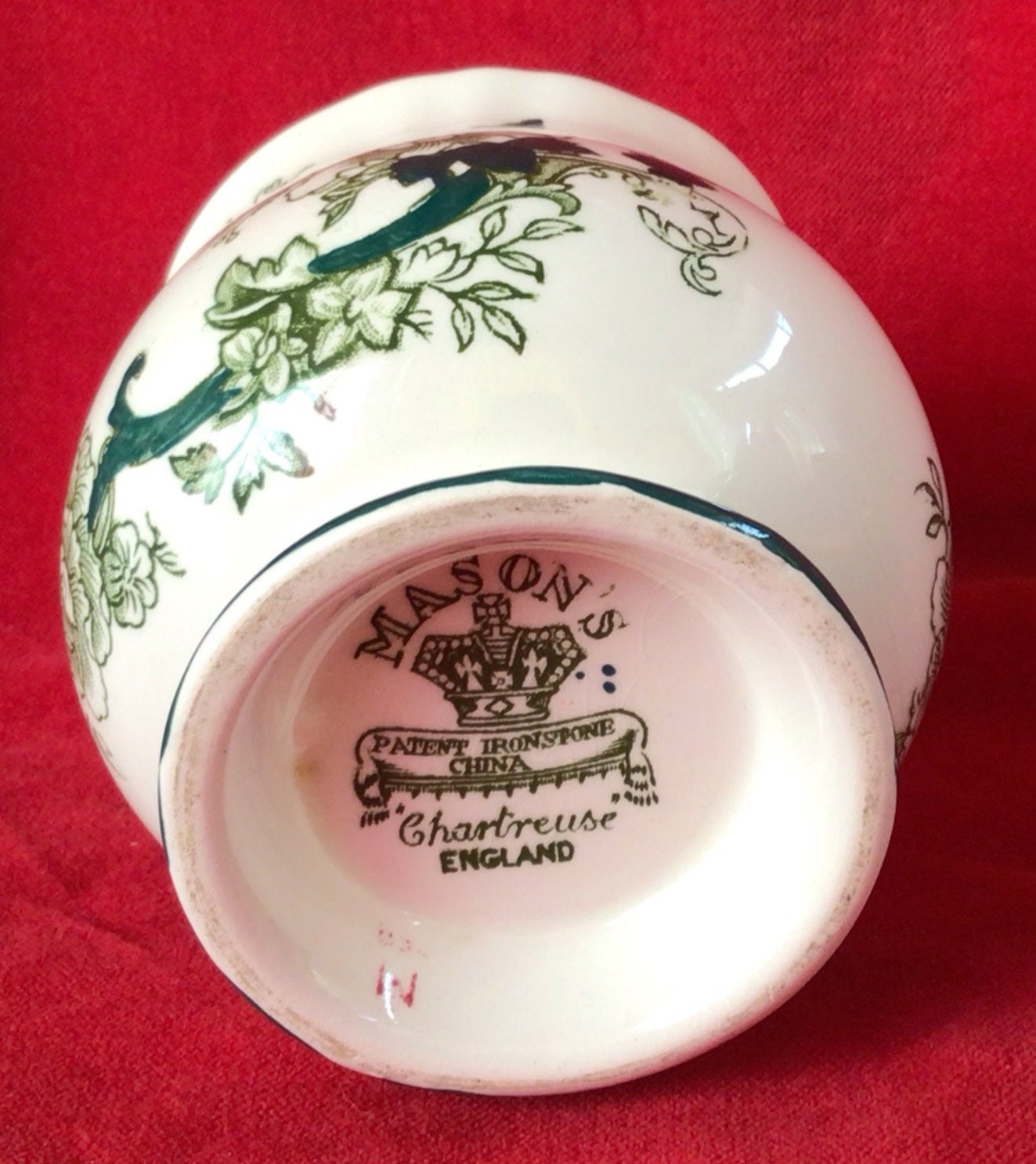 煎茶 象水注 萬古焼 時代物(K-LC757) BC76 Vintage “ Mason's Chartreuse Patent Ironstone China
