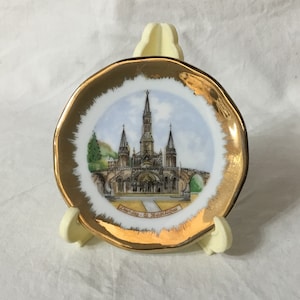 T29 Vintage Limoges Souvenir de Lourdes la  Basilique  Mini Dish By Limoges, France. Tracked Shipping