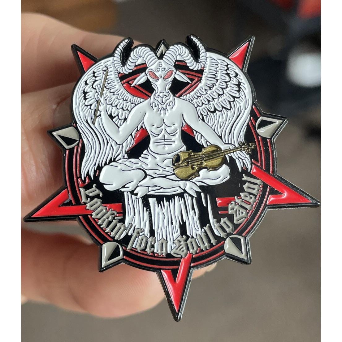 Satan Pin Hail Charlie Daniels Satanic Pentagram Baphomet Hat Pin