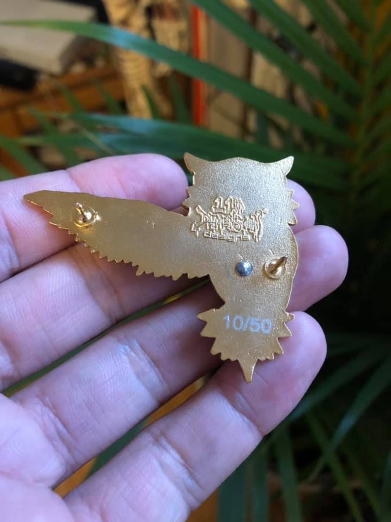 11th dimension designs owl of time metal enamel hat pin