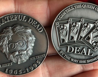 Grateful Dead coin poker chip dealer market golf ball marker DEAL Antique Silver Coin