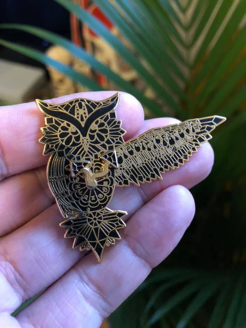 11th dimension designs owl of time metal enamel hat pin