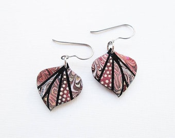 Paper Mosaic Leaf Earrings - Small Leaf Earrings - Upcycled Earrings - Any Color Choice - MADE-TO-ORDER