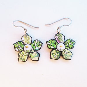 Paper Mosaic Flower Earrings Small Floral Earrings Upcycled Earrings Any Color Choice MADE-TO-ORDER image 5