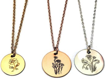 Wildflower Necklace, Birth Flower Jewelry Mother daughter necklace, sisters necklace, gift for her, gift for mom, jewelry for mom bridesmai