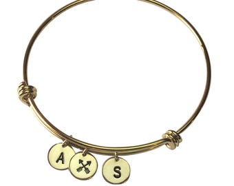 Inspirational Best Friend Gift Friendship Bracelet Gold Initial Bangle Handstamped Gift for friend friendship jewelry friends arrow bracelet