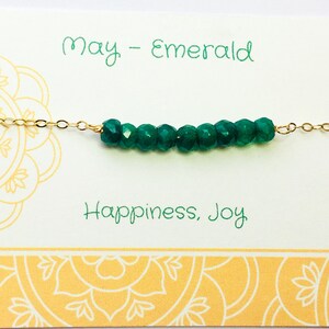 May Birthstone Necklace Emerald Necklace Gold Dainty Raw Stone Necklace, Personalized Bar Necklace, Gift for her, birthday gift, raw emerald