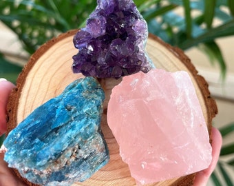 Raw Crystal set positive energy love protection healing crystal set