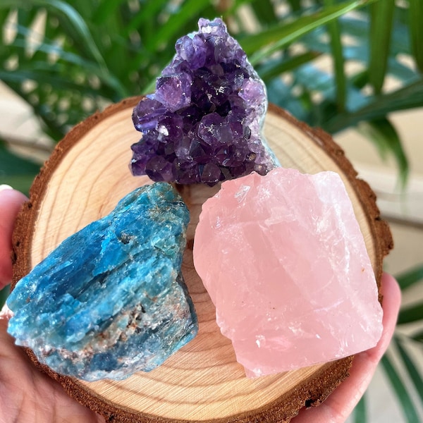 Raw Crystal set positive energy love protection healing crystal set