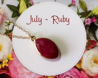 Ruby Necklace July Birthstone Necklace Dainty Simple Gemstone necklace gift for her delicate stone Necklace, 14k Gold Sterling Silver