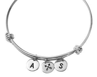 Inspirational Friendship Bracelet Best Friend Gift Sister gift Bracelet Silver Initial Bangle Gift for friend jewelry friends arrow bracelet