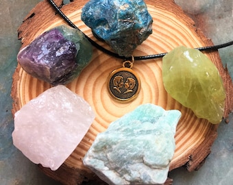 Gemini Zodiac Crystal set zodiac decor raw crystals healing stones Zodiac gift gemini stones set with necklace Intention Healing stones
