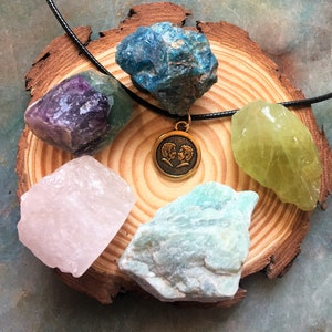 Gemini Zodiac Crystal set zodiac decor raw crystals healing stones Zodiac gift gemini stones set with necklace Intention Healing stones