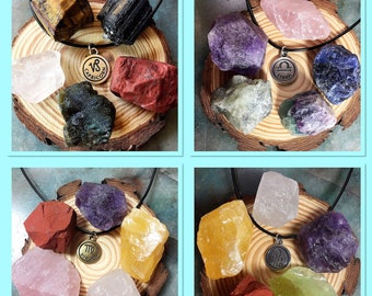 Zodiac Gift Healing Crystal set Raw Gemstone Sets  Birthday Gift personalized zodiac crystals Astrological Sign Rough Crystals