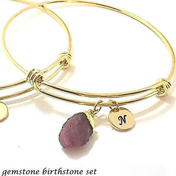 Ruby Bracelet July Birthstone bangle Raw Stone Jewelry Crystal adjustable bracelet birthstone initial 14k Gold fill Rough Cut Gemstone