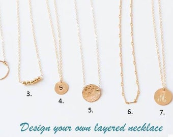 Personalized Necklaces Jewelry Gifts / Layered Long Necklace/ Set of Necklace Choose Your Simple Pendant Necklace/ 14k Thin Gold Fill Chain