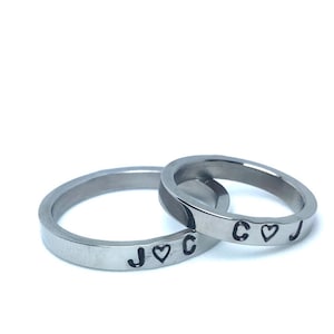 Valentines Gift for her Valentines for himMatching set of Personalized Rings, Couples rings Silver Gold Name rings, Promise Rings, His & Her