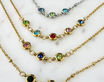 Custom Birthstone Necklace for Women, Family Jewelry, Christmas Gift for Mom Grandma, generational handmade jewelry for women