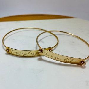 Handwriting Bangle / Actual Handwriting Bracelet / Signature Bracelet / Personalized engraved bracelet / Memorial handwriting jewelry image 5