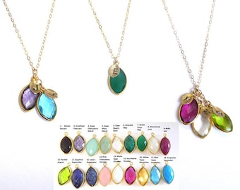 Family Charm Necklace, Unique Christmas gift for Mom, Grandma, Personalized necklace with kids initials and birthstone