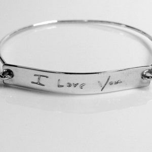 Handwriting Bangle / Actual Handwriting Bracelet / Signature Bracelet / Personalized engraved bracelet / Memorial handwriting jewelry image 2