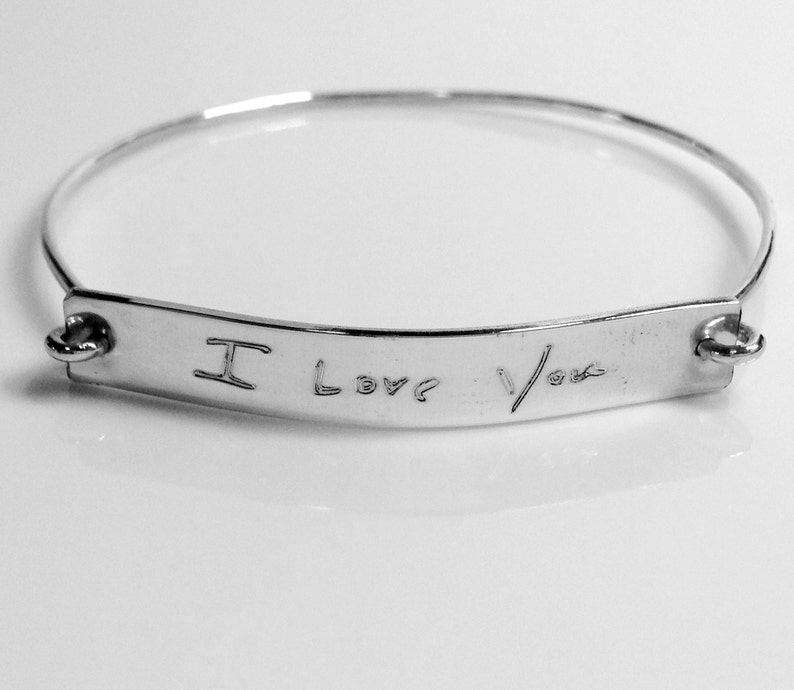 Handwriting Bangle / Actual Handwriting Bracelet / Signature Bracelet / Personalized engraved bracelet / Memorial handwriting jewelry image 2